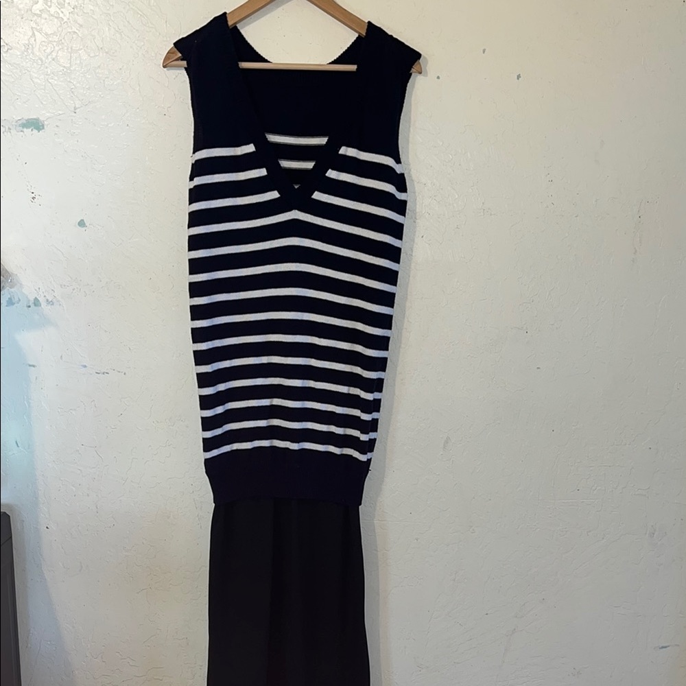 T by Alexander Wang Black and White Striped Maxi Dress